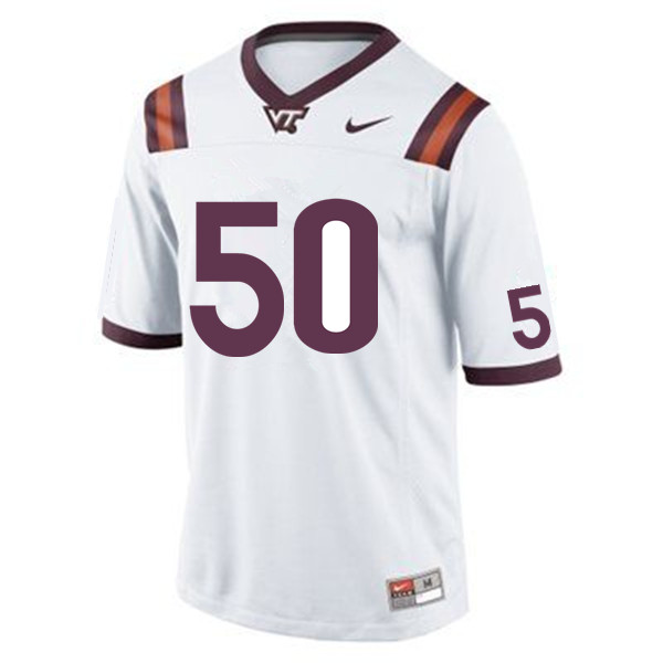 Men #50 Tre Maxwell Virginia Tech Hokies College Football Jerseys Sale-White
